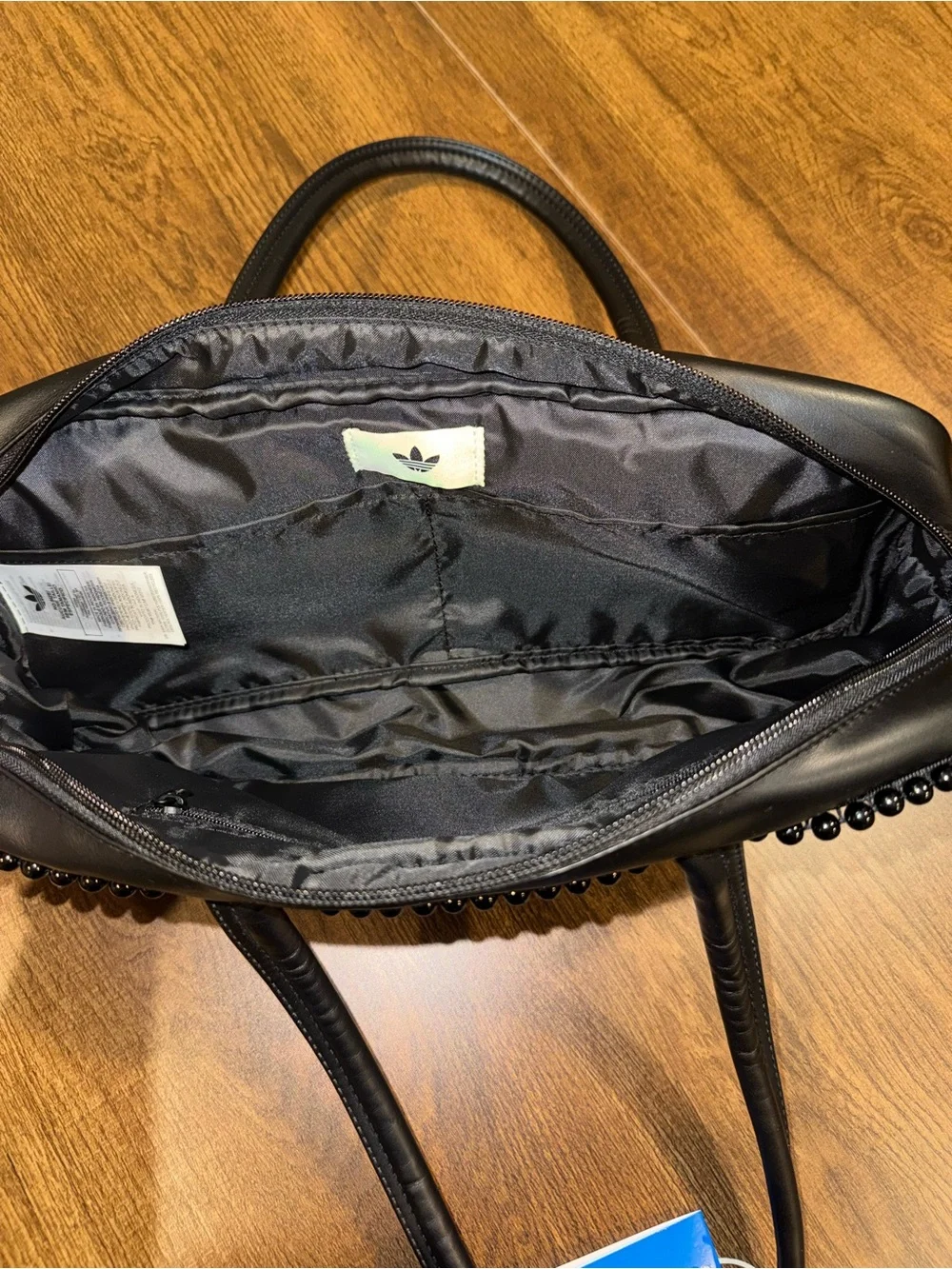 Adidas Black Beaded-Trim Shoulder Bag AIRLINER ELONGATED BAG WITH BEADS NWT - Picture 5 of 9